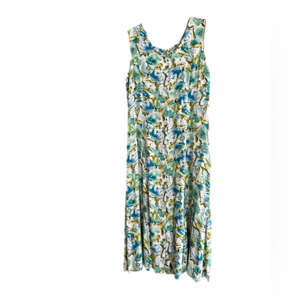 Sara Morgan Vintage Floral Print Maxi Dress – Button Down Front, Slit – Size XL - Picture 2 of 8